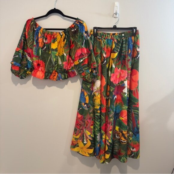 RACHEL ZOE vacation two piece skirt and top tropical size small - Picture 1 of 12
